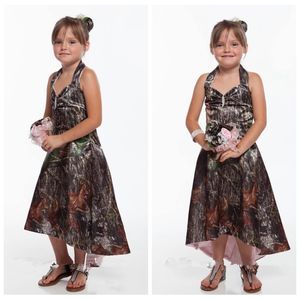 2022 Camo Première Sainte Communion Robes Halter Crystal Flower Girl Robes Girls Pageant Dress Kids Toddler Party Robes pas cher 246U