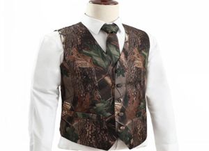 2022 Camo Mannen Bruidegom Vesten Voor Bruiloft Hunter Land Stijl Camouflage Patroon Heren Kleding Vest 2 Delige Set Vest en Stropdas Op Maat Mad3946534