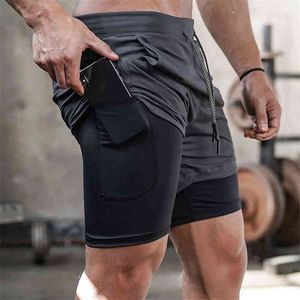 2022 Camo Running Shorts Hommes 2 En 1 Doub-deck Séchage Rapide GYM Sport Shorts Fitness Jogging Shorts D'entraînement Hommes Sport Pantalon Court H220714