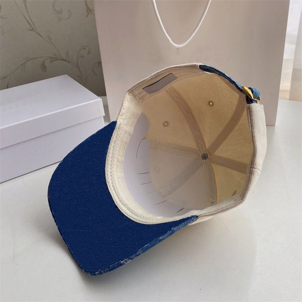 2022 Sombreros de diseñador Hombres Gorras de béisbol Mujeres Gorra de pico Lienzo Azul Costura blanca Alta calidad Hip Hop Sombrero Moda Sombreros de cubo