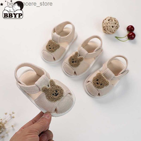 2022 zapatos de bebé conejito de oso de dibujos animados, zapatos de niña pequeña para recién nacidos, primeros andadores, zapatos bonitos de verano para niños, estilo coreano L230522