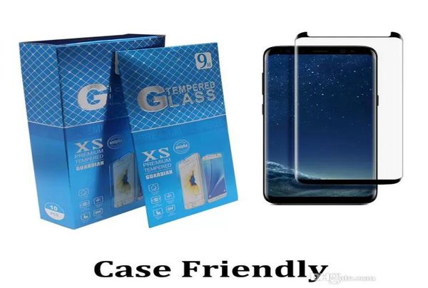 2022 Caso de vidrio templado amigable 3D Curvado No Protector de pantalla emergente para Samsung Galaxy S22 Nota 20 Ultra 10 9 8 S7 Edge S8 S9 S1120594