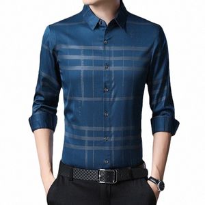 2022 Chemises à carreaux décontractées pour hommes Manches LG Slim Fit Chemises pour hommes de marque Streetwear Social Dres Chemises d'automne pour hommes Fi T3fh #