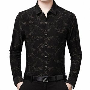 2022 Chemises imprimées décontractées pour hommes Poche coréenne pour hommes Chemises à manches Lg Luxe Dres Casual Wear Jersey Vestes 05Sv #