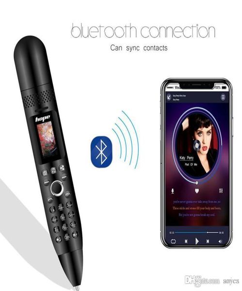 2022 téléphone portable stylo mini téléphone portable 096quot petit écran GSM double caméra SIM lampe de poche Bluetooth Dialer téléphones mobiles avec Recor7775636