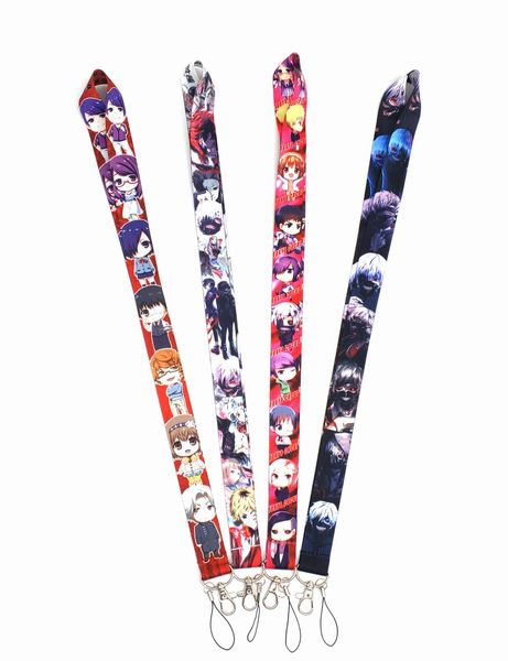 2022 Sangles de téléphone portable Charms Tokyo Ghoul Anime Cartoon Lanyard ID Porte-Badge Clés Mobile Neck Holders pour Car Key Card 600pcs Vente en gros