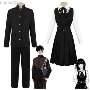 2022 tronçonneuse homme Mitaka Asa Cosplay robe écolière 'S uniformes scolaires Yoshida Hirofumi uniforme s'adapte Anime vient L220802
