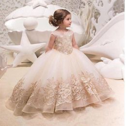 2022 Champagen Princesse Glitz Robe De Bal Petites Filles Pageant Robes Fuchsia Petit Bébé Camo Robe De Fille De Fleur Avec Des Perles BC0063 331T