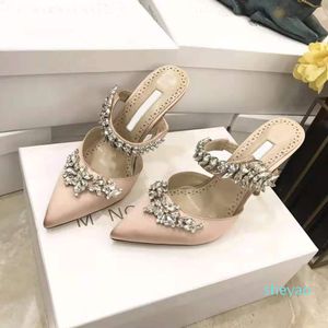 Chaussures habill￩es Champagne Satin Crystal Embelli Mules Mariage Party