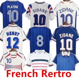 1998 Franse klassieker vintage jersey 1982 84 86 88 90 98 00 04 06 Zidane voetbaltruien Maillot de foot mbappe reistuet desailly Henry Platini Retro Men Kids Football Kit