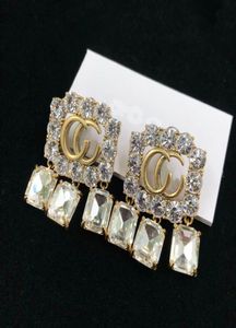 2022 Boucles d'oreilles à charme Fashion Luxury Brand Designer Classic Diamond Double G Letter CZ Tassel Luxury Earge pour femmes Party de mariage 2368770