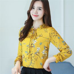 2022 Chiffon blouses Casual shirts dames bloemenprint V-hals dames tops blouse blouse blusas met lange mouwen chic vrouwelijke tops nieuw