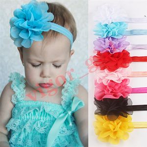 2022 accessoires de cheveux pour enfants tête en mousseline de soie fleur bébé bande de cheveux élastique pour bébé 8 couleurs