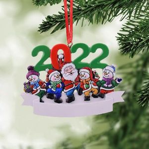 2022 decoración navideña colgante de resina DIY nombre escrito a mano Santa Claus muñeco de nieve adornos para árboles de Navidad 0730