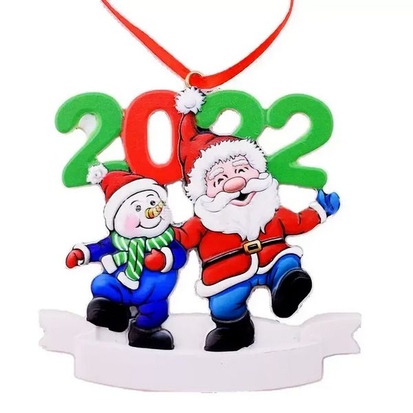 2022 decoración navideña colgante de resina DIY nombre escrito a mano Santa Claus muñeco de nieve adornos para árboles de Navidad F0802