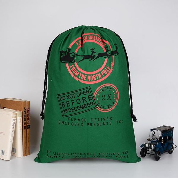2022 sacs-cadeaux de noël grand sac en toile lourde organique cordon avec renne sac de père noël pour les enfants à