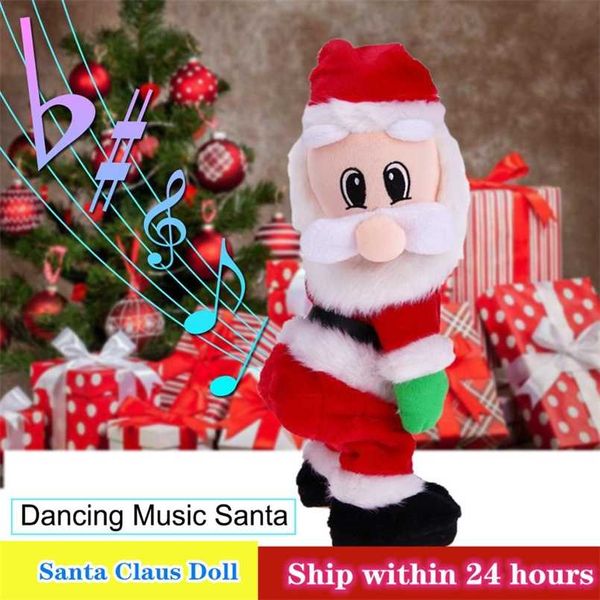 2022 Regalo de Navidad Bailando Juguete musical eléctrico Santa Claus Muñeca Twerking Cantando Decoración para el hogar 211019