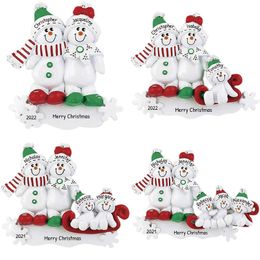 Colgante de Navidad de muñeco de nieve, adorno de aleación, adornos creativos de grupo de viaje familiar, decoración de árbol de Navidad colgante, 2022