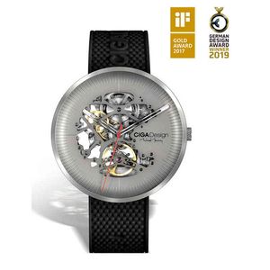 2023 Ciga Design Paar Horloges Mijn Serie Titanium Originele Case Automatische Siliconen Band Heren Hollow Fashion Skeleton Mechanisch Horloge