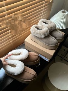 Diseñador zapatilla mullida Australia plataforma zapatillas uggslies desgaste zapatos de lana piel de oveja piel real cuero clásico marca casual mujeres fuera deslizador bota de invierno 10A