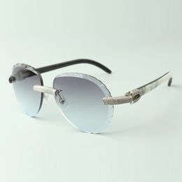 2022 Gafas de sol clásicas con micropavé de diamantes 3524027 con patillas mixtas de cuerno de búfalo, venta directa, tamaño: 18-140 mm