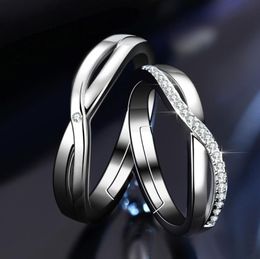 2022 Personalidade Clássica Banhado a Prata Ajustável Anéis de Casal 1 par 2 peças Homens Mulheres Promessa de Noivado Jóias de Dedo Namorados08539675