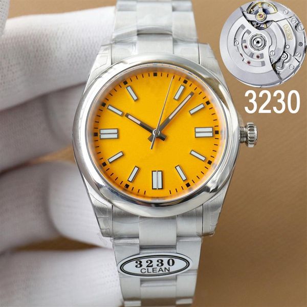 2022 Clean Factory Montres de luxe pour hommes V11 Boîtier en argent automatique Cadran jaune Verre saphir Datejust ETA3230 Montre étanche 904L224g