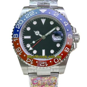 2022 Schoon V2 126710 3186 CF3186 GMT Automatische Herenhorloge Pepsi Ceramic Bezel SS + 904L RVS Armband Black Dial Sapphire Super Version Eternity Horloges 002