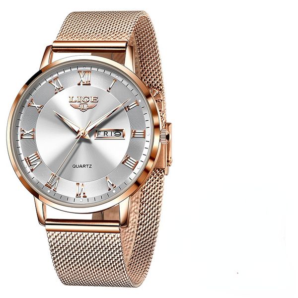 2022 horloge haute qualité Ultra mince femmes montre-bracelet en acier inoxydable maille or Rose étanche dames montres livraison directe