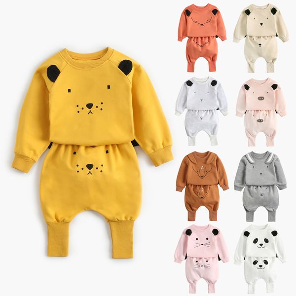 Ensemble de vêtements pour enfants, costume deux pièces avec animaux coréens, pull simple pour bébé, automne 2022