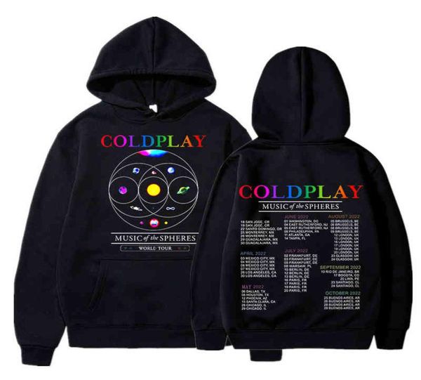 2022 Coldplay Music of The Spher Tour Sweat à capuche Hip Hop Rock Band Men039s Sweat-shirts surdimensionnés Vintage Pull Streetwear5637159