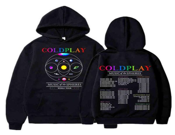 2022 Coldplay Music of The Spher Tour Sweat à capuche Hip Hop Rock Band Men039s Sweat-shirts surdimensionnés Vintage Pull Streetwear7598467