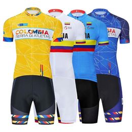 2022 Colombia Wielerteam Jersey Fietsbroek Bib Set Ropa Ciclismo Heren MTB Shirt Zomer Pro Fietsen Maillot Bottom Clothing314b