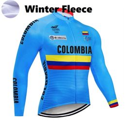2024 Colombia Winter Fietsen Jassen Fleece Wielertrui Heren Lange Mouw MTB Fietskleding Thermische Fietskleding Invierno Maillot Ropa Ciclismo