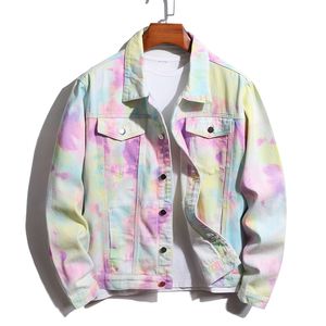 2022 chaquetas coloridas otoño moda impresa hombres abrigo de mezclilla parejas Casual Streetwear suelta 9 Color Jeans Cardigan