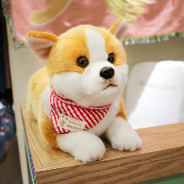 2022 Corgi chiots Simulation Animal chien en peluche jouet mignon poupée à la main pour garçon et fille cadeau d'anniversaire 45X17X22cm