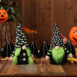 2022 grensoverschrijdende Halloween Nieuwe Green Bat Gnome Plush Toy Ornament Faceless Doll Rudolph Doll Home Decoration Gratis UPS