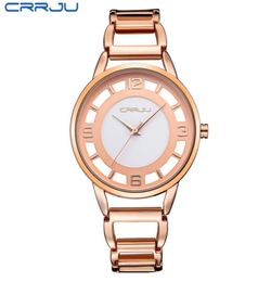 2022 Crrju Luxury Brand Fashion Gold Woman Bracelet Watch Femmes Full Steel Quartzwatch Corloge Dames Robe Relogio Feminin8062394
