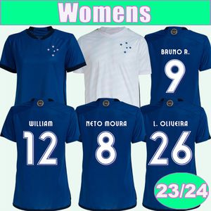 2023 24 Cruzeiro WILLIAM Dames Voetbalshirts MACHADO W.RIBEIRO M.VITAL Home Away Korte Mouwen Voetbalshirts Korte Mouw Volwassen Uniformen