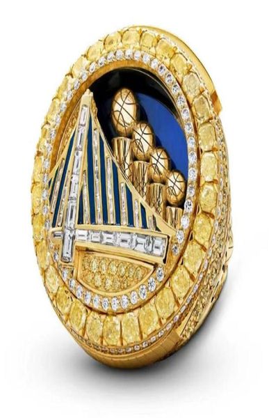 2022 Curry Basketball Warriors M Barco Ring con caja de madera Souvenir Men Fan Joyería7558368