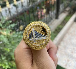 2022 Curry Basketball Warriors Team Champions Championship Championship Ring avec boîte d'affichage en bois Souvenir Men Fan Gift Bijoux