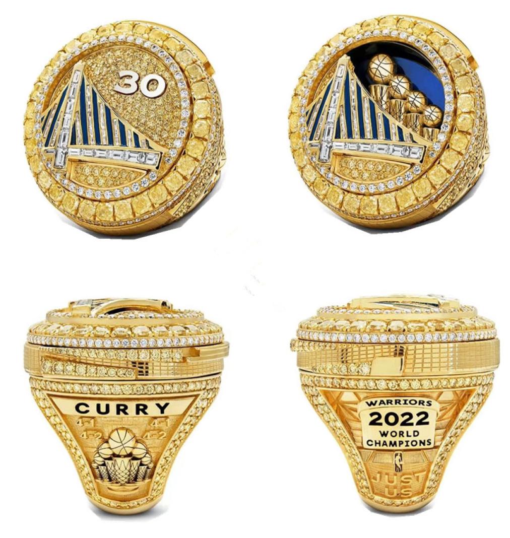 2022 Curry Basketball Warriors Team Championship Ring with Wooden Display Box Souvenir Men Fan Gift Jewelry4517949