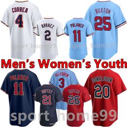 2022 Custom Baseball Jerseys Minesota 11 Jorge Polanco 2 Luis Arraez 25 Byron Buxton 4 Carlos Correa 1 Nick Gordon 26 Max Kepler Miguel