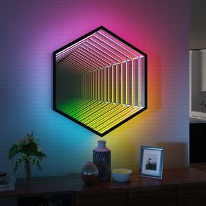 2022 personnalisation Design géométrique applique décoration de la maison rvb couleur changeante 3d miroir magique infini Led