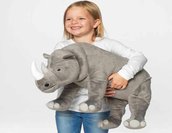 2022 Jouet en peluche rhinocéros mignon Big Soft Simulation Rhinoceros Doll Enfants039 Girls d'anniversaire de filles 31Inch 80cm3639221