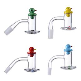 2022 Lindo pato Carb Cap Blender Spin Cuarzo Banger Nails Dab Rigs Accesorios para fumar coloridos Borde biselado Bangers Perlas de rubí de vidrio para bongs de vidrio BSQB01