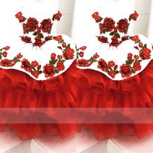 2022 Leuke Mini Quinceanera Jurken Kleine Peuter Bloemen Applique Crystal Off Shoulder Pageant Jurk Kinderen Afstuderen Teens274e