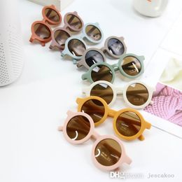 2022 mignon cadre rond lunettes de soleil mode bébé UV400 UV lunettes enfants bijoux givré Anti ultraviolet lunettes décoratives