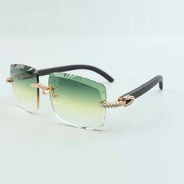 lunettes de soleil diamants moyens 3524020 avec branches en bois noir et verres taillés 58 mm
