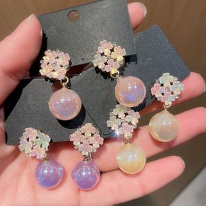 2022 balancent lustre belle fleur brillant perle boucles d'oreilles bonbons couleurs 2022 nouveau Chic bijoux Pendientes Mujer